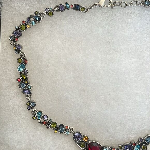 Multicolored Handcrafted Glass and Semi-Precious Stones Necklace - Picture 4 of 10